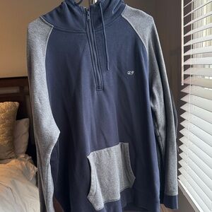 Vineyard Vines navy and Charcoal Half-Zip Sweatshirt